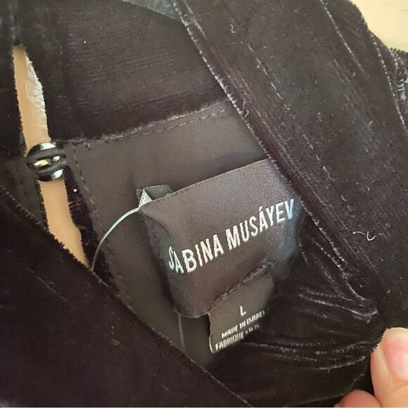 Sabina Musayev Leda Midi Dress Black Velvet open back goddess gown Revolve L - Picture 12 of 16